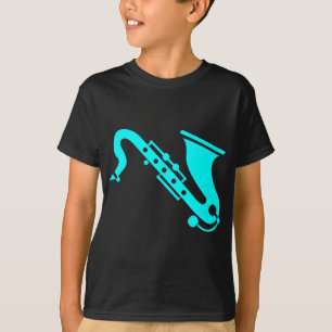 T-shirt Saxofone - Ciano