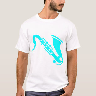 T-shirt Saxofone - Ciano