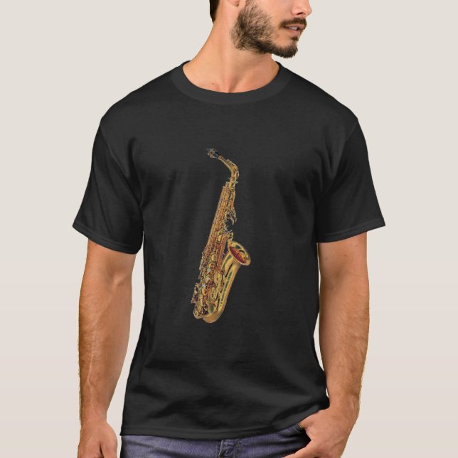 T-shirt Saxofone do alto/camisa Clef de triplo (Frente)