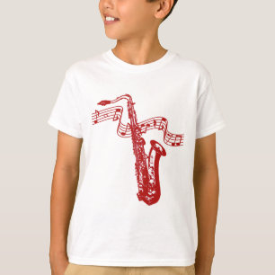 T-shirt Saxofone e notas