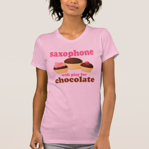 T-shirt Saxofone engraçado do chocolate