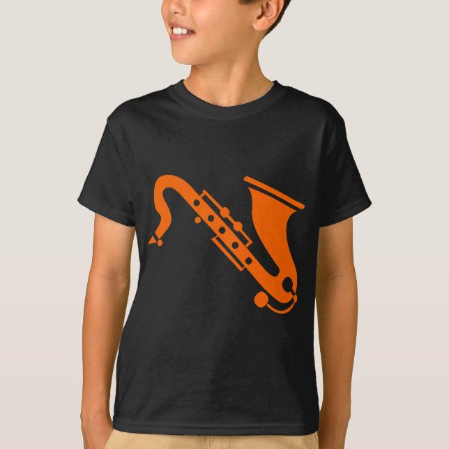 T-shirt Saxofone - Laranja (Frente)