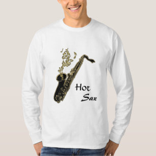 T-shirt Saxofone quente! Notas musicais Dourados e
