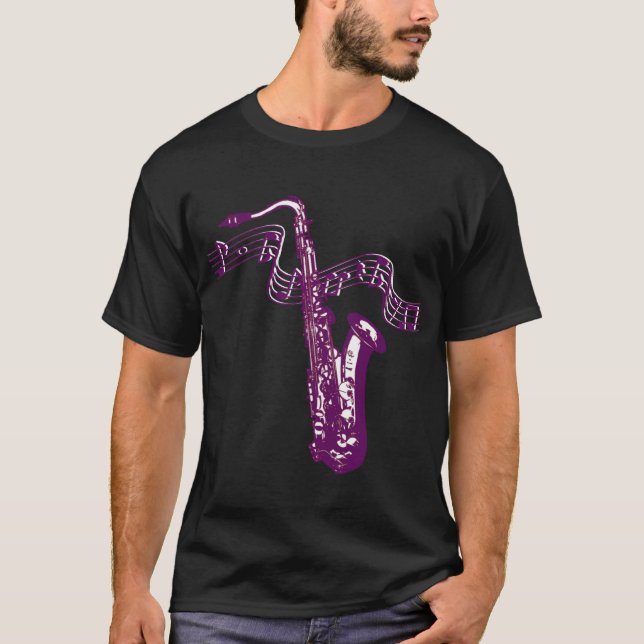 T-shirt Saxofone Roxo legal (Frente)