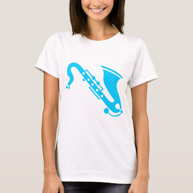 T-shirt Saxofone - Sky Blue (Frente)