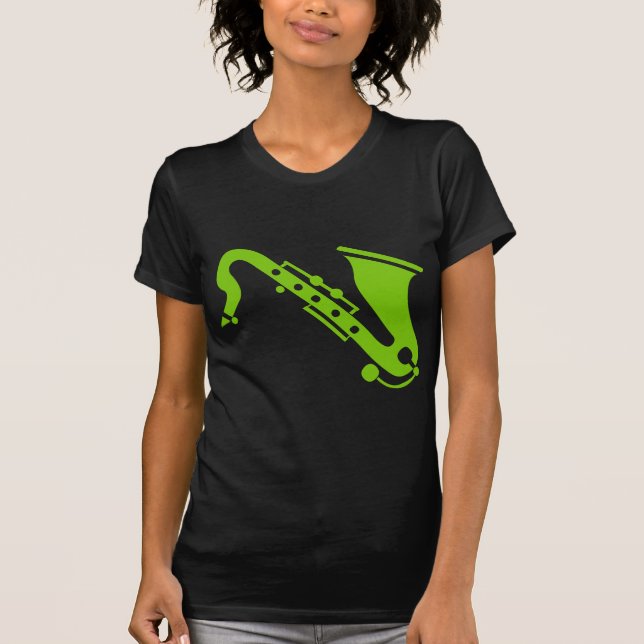 T-shirt Saxofone - Verde Marciano (Frente)