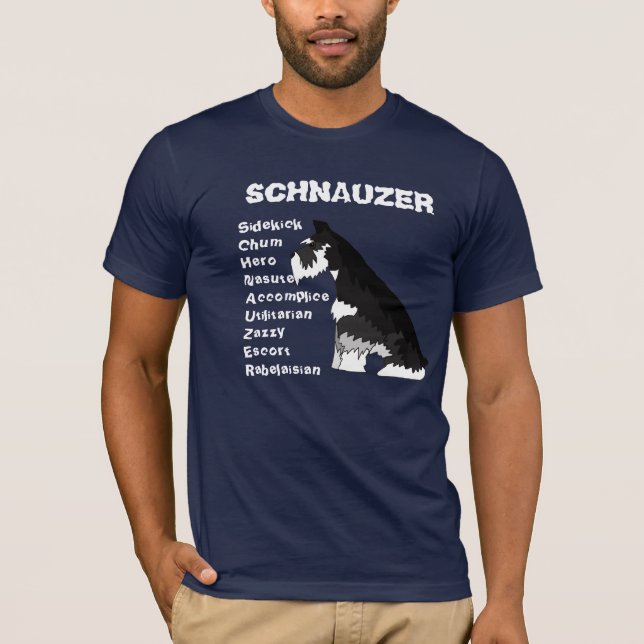T-shirt Schnauzer preto e de prata (Frente)