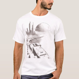 T-shirt Sci-Fi que atravessa a frente do Universo
