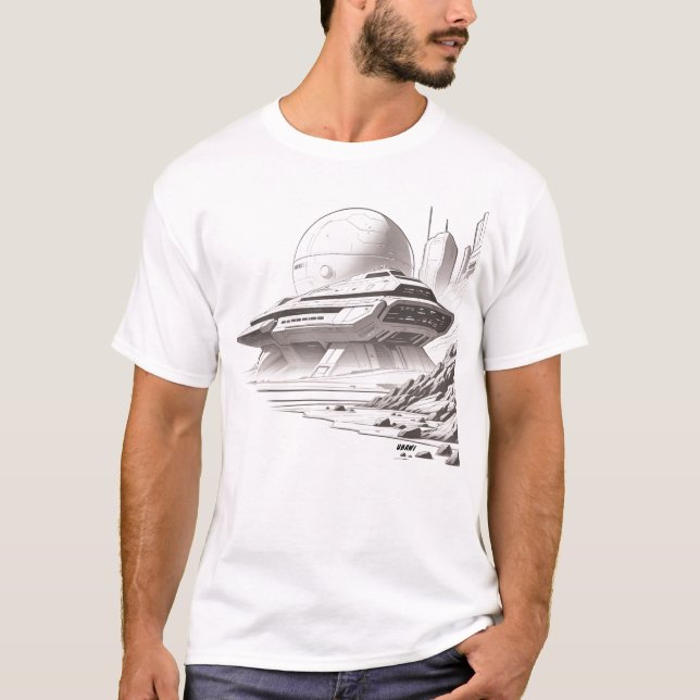 T-shirt Sci-Fi que atravessa a frente do Universo  (Frente)