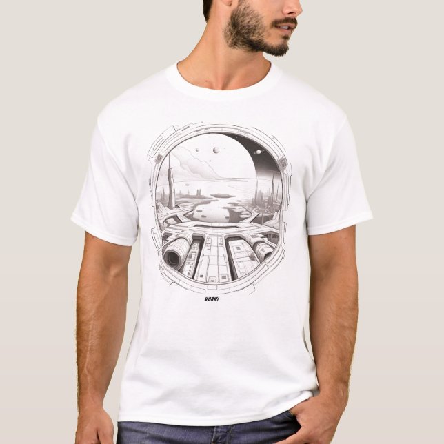T-shirt Sci-Fi que atravessa a frente do Universo  (Frente)