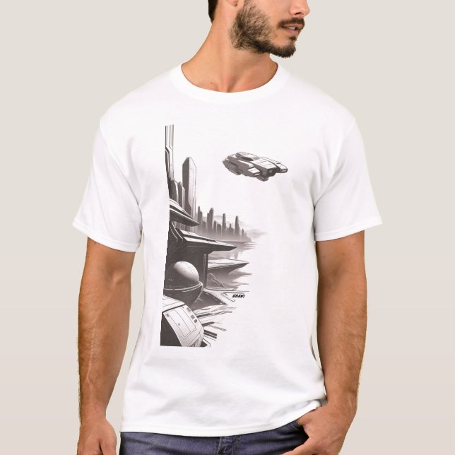 T-shirt Sci-Fi que atravessa o Universo 01 B front (Frente)