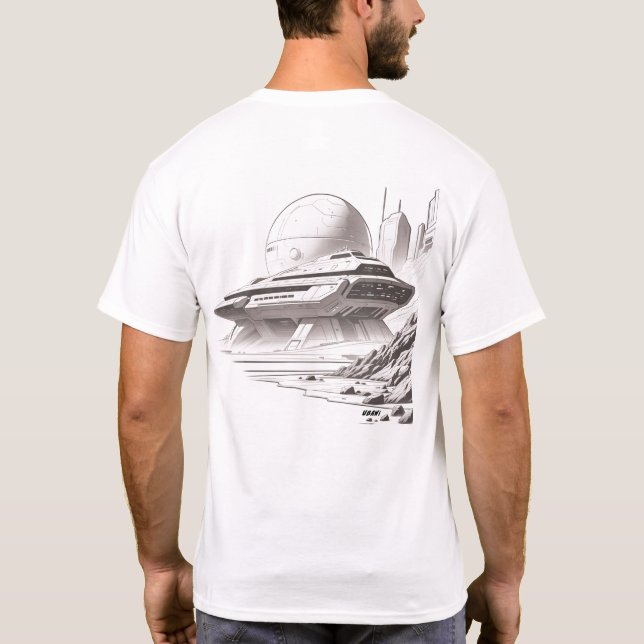 T-shirt Sci-Fi que atravessa o Universo 01 E (Verso)