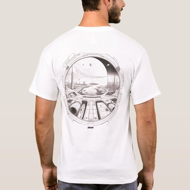 T-shirt Sci-Fi que atravessa o Universo 01 G de tr (Verso)