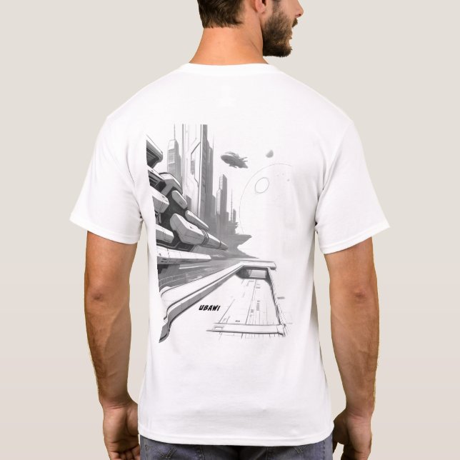 T-shirt Sci-Fi que atravessa o Universo 01 J Volta (Verso)