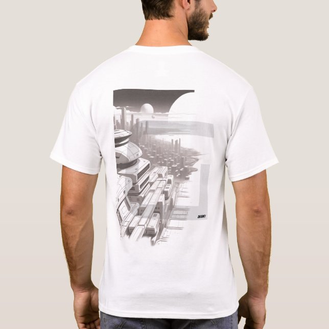 T-shirt Sci-Fi que atravessa o Universo 02 D (Verso)
