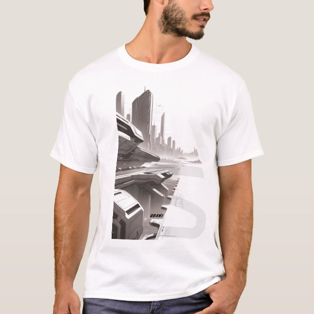 T-shirt Sci-Fi que atravessa o Universo 02 H (Frente)