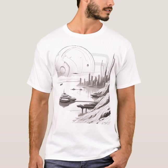 T-shirt Sci-Fi que atravessa o Universo 03 B front (Frente)