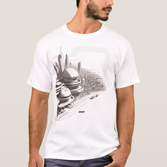 T-shirt Sci-Fi que atravessa o Universo 03 D (Frente)