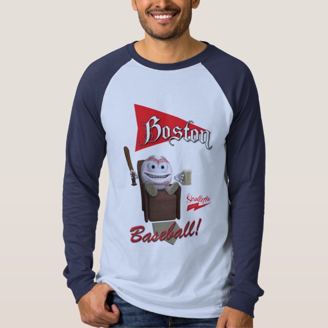 T-shirt Scolletta "Boston Baseball"! Long Sleeve Raglan (Frente)