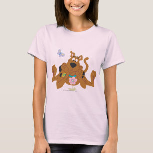 T-shirt Scooby-Doo que admira a flor