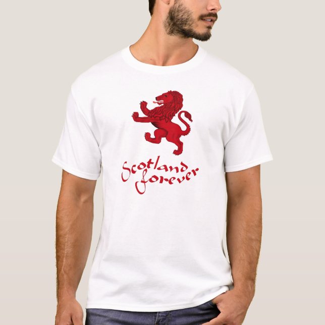 T-shirt Scotland para sempre, leão desenfreado (Frente)