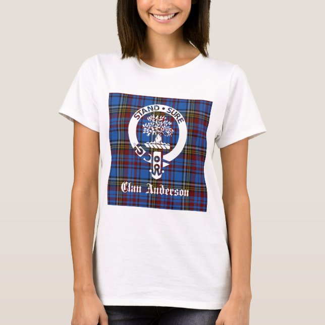 T-shirt Scottish Clan Anderson Crest & Tartan (Frente)