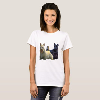 T-shirt Scottish Terrier black/whaten perky em pé