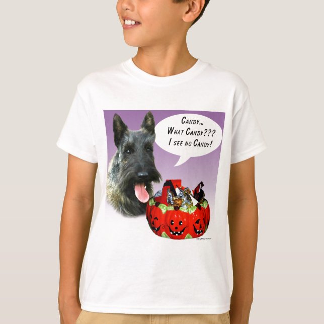 T-shirt ScottishTerrier Halloween Candy (Frente)