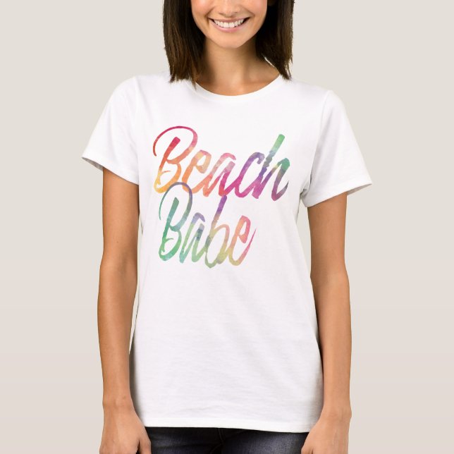 T-SHIRT SCRIPT DE VERÃO DO BEACH BABE RAINBOL (Frente)
