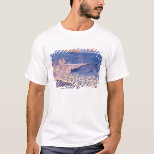 T-shirt Seascape azul, efeito da onda, c.1893