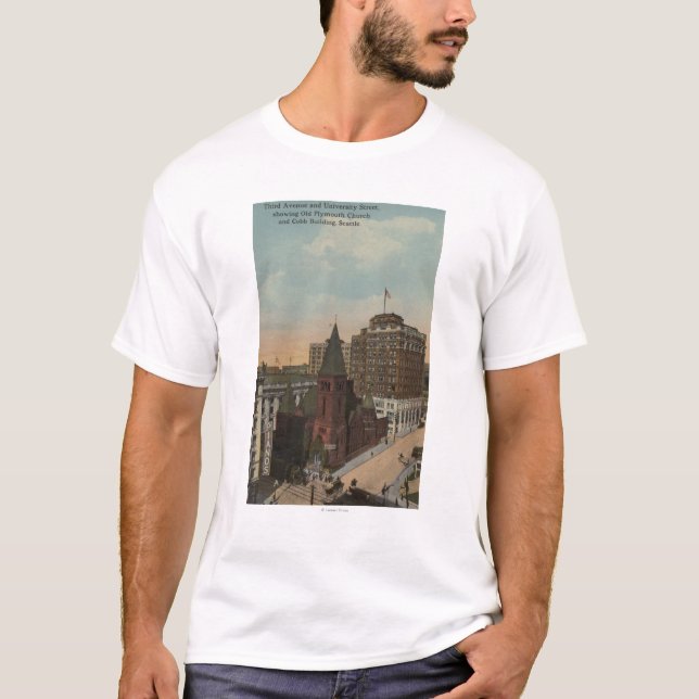 T-shirt Seattle, avenida de WAThird e ruas da universidade (Frente)