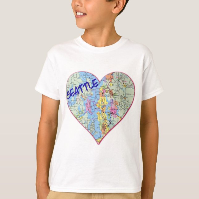 T-shirt Seattle Map Heart (Frente)