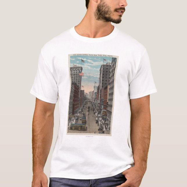 T-shirt Seattle, WAView da ?a avenida de Yesler (Frente)