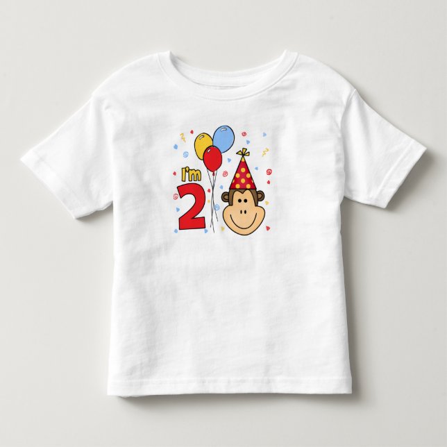 T-shirt Segundo aniversário do rosto macaco (Frente)