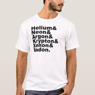 T-shirt Seis Gases Nobres na Tabela Periódica de Elementos