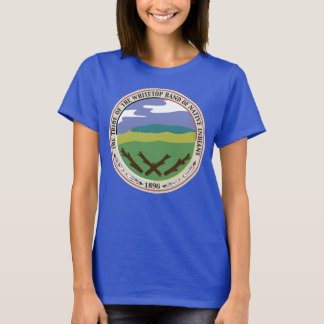 T-shirt Selo/logotipo de Whitetop no fundo do azul da