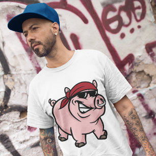 T-shirt selvagem dos homens do porco