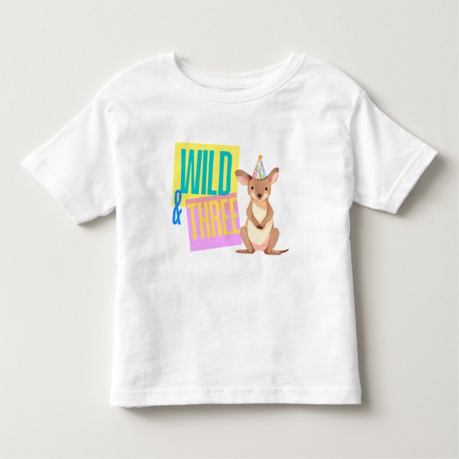 T-Shirt Selvagem e aniversário de 3 anos Kangaroo (Frente)