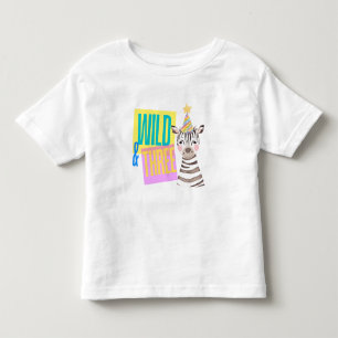 T-Shirt Selvagem e Três aniversário de 3 anos Zebr