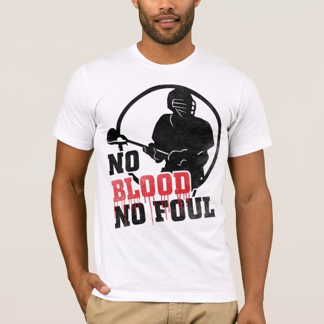 T-shirt Sem Shirsey de Lacrosse Sanguínea com Nome e Númer (Frente)