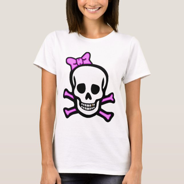T-shirt Senhora Crânio & Crossbones com dente Dourado (Frente)
