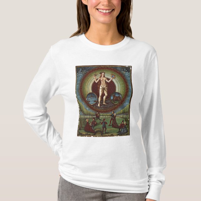 T-shirt Senhora Lat. 209 f.9v Venus, de "De Sphaera", (Frente)