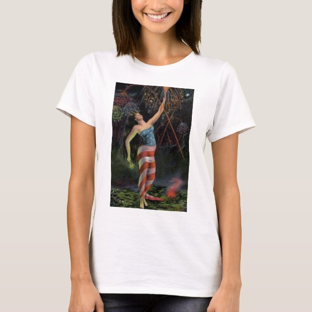 T-shirt Senhora Liberdade Bandeira (Frente)