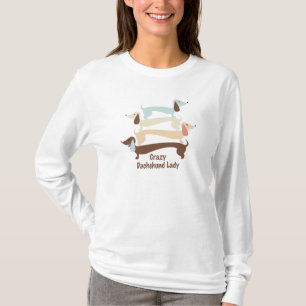 T-shirt Senhora louca Longo Capa T do Dachshund