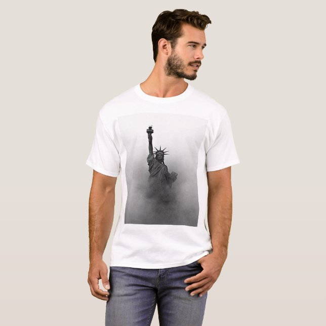 T-shirt Senhora preto e branco Liberdade encoberta na (Frente Completa)