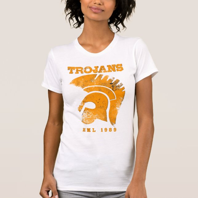 T-shirt Senhoras V profundo Trojan (Frente)