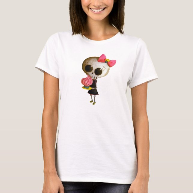 T-shirt Senhorita pequena Morte com cupcake (Frente)