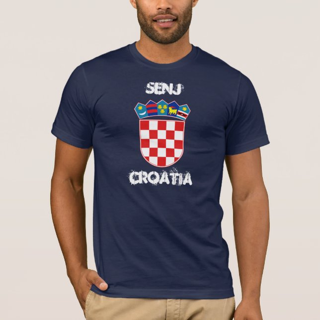 T-shirt Senj, Croácia com casaco de armas (Frente)