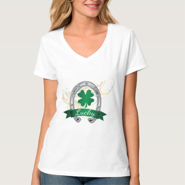 T-shirt Sentir-Se Lucky 🍀 Shamrock Clovers (Frente)