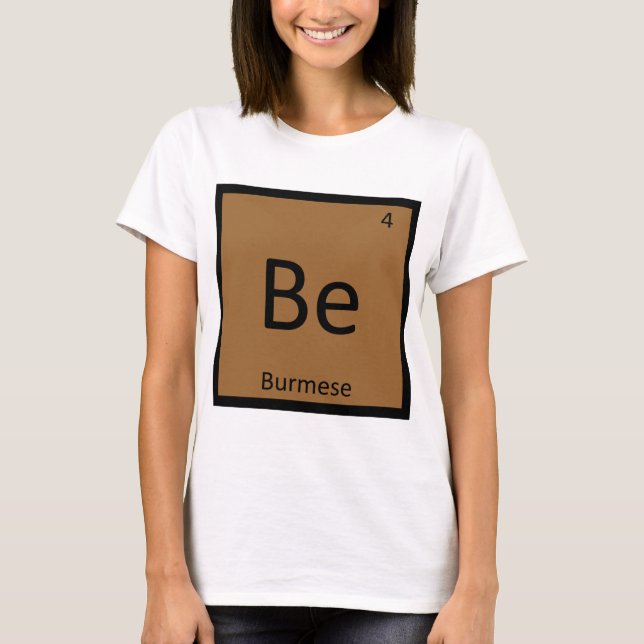 T-shirt Ser - Símbolo do Elemento Químico Python Cat Burmê (Frente)